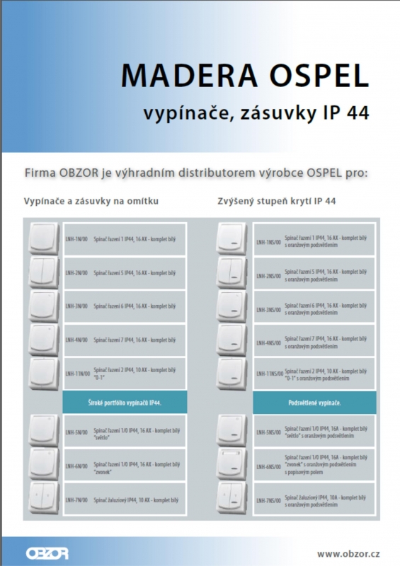 vypínače IP44 madera