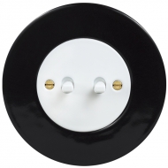Serial change-over toggle switch, set RETRO ceramic / black