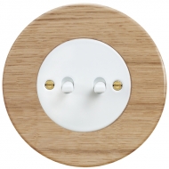 Serial change-over toggle switch, set RETRO wood / light oak