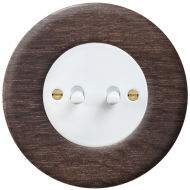 Serial change-over toggle switch, set RETRO wood / dark stained oak