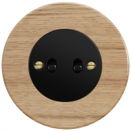 Shutter toggle switch with locking, set RETRO wood / light oak
