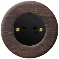 Shutter toggle switch with locking, set RETRO wood / dark stained oak
